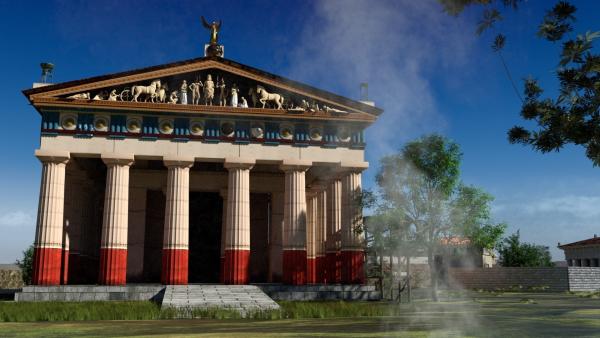 Bild 1 von 5: Der griechische Bildhauer Phidias errichtet die kolossale Statue im Zeustempel. Er gilt als architektonisches Meisterwerk.