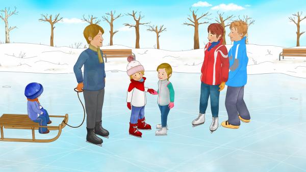 Bild 1 von 5: Conni und Nina (Mitte) würden am liebsten jeden Tag Schlittschuh laufen.