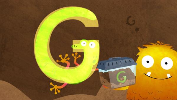 Bild 1 von 1: Nitsos Oma schenkt Nitso einen Gecko. Vielleicht hilft der Nitso ja, das G wiederzufinden.