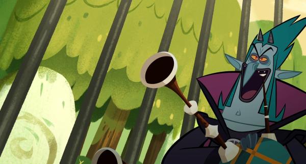 Bild 1 von 4: Vipkrad will Marcus mit einem Dudelsack besiegen.