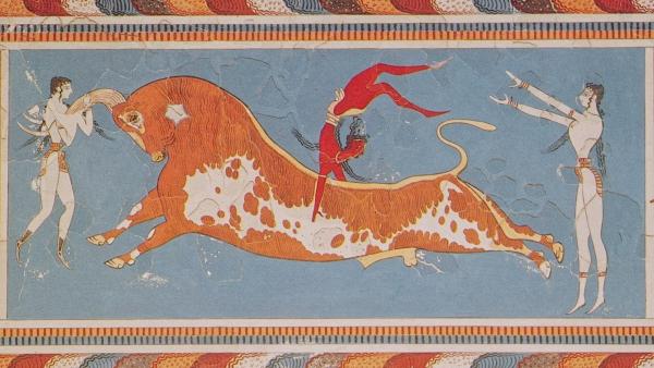 Bild 1 von 4: Die Minoer erhalten ihren Namen von dem Mythos über König Minos und den Minotauros. In den Kunstwerken der Minoer zeigt sich die Bedeutung des Stiers in ihrer Kultur.