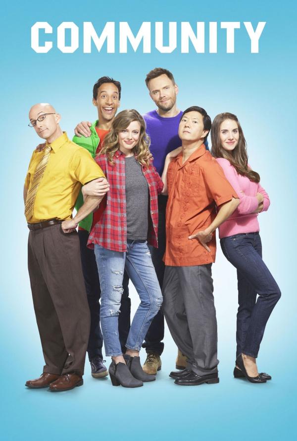Bild 1 von 32: (6. Staffel) - Community - Eine ganz spezielle Lerngruppe: Annie (Alison Brie, r.), Abed (Danny Pudi, 2.v.l.), Britta (Gillian Jacobs, 3.v.l.), Dean Pelton (Jim Rash, l.), Jeff (Joel McHale, 3.v.r.) und Chang (Ken Jeong, 2.v.r.) ...