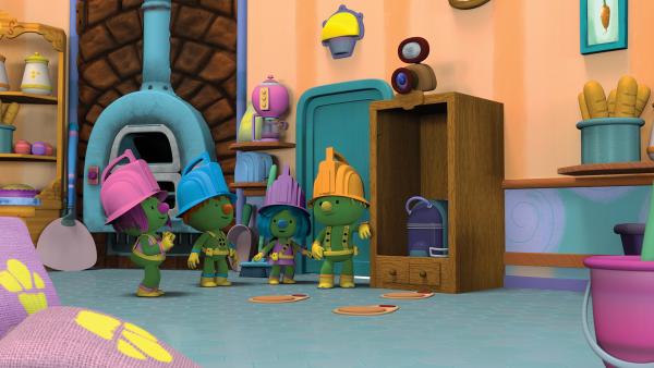 Bild 1 von 5: Mit einer versteckten Kamera finden die Doozer Detektive schnell heraus, wer die Pfannkuchenmaschine klaut.