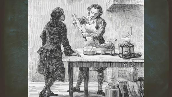 Bild 1 von 6: Der schwedische Apotheker Carl Wilhelm Scheele führt Experimente mit Arsen durch und entwickelt 1775 ein neues Farbpigment - \