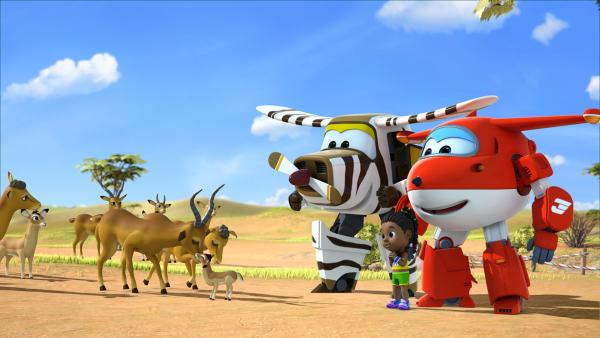 Bild 1 von 4: Bello, Jett und Nia haben das Antilopenbaby wieder mit seinen Eltern vereint.
© KiKA/FunnyFlux/QianQi/EBS/CJ E&M - Honorarfreie Verwendung gemäß AGB im redaktionellen Zusammenhang mit genannter Sendung bei Nennung \