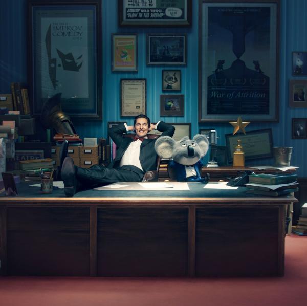 Bild 1 von 17: Academy Award® winner MATTHEW MCCONAUGHEY appears with his character, Buster Moon, from the event film Sing, from Illumination Entertainment and Universal Pictures.