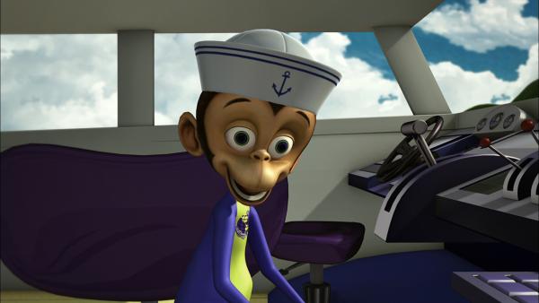 Bild 1 von 3: Affe Scuba macht gute Miene zum bösen Spiel: Gerade hat er alle Sauerstoffflaschen der Taucherausrüstung geleert.