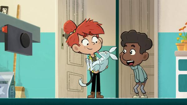 Bild 1 von 1: Taylor und Tommy sind begeistert von der süßen Kaninchennasenbeutler-Familie, die im Reservat eingetroffen ist.