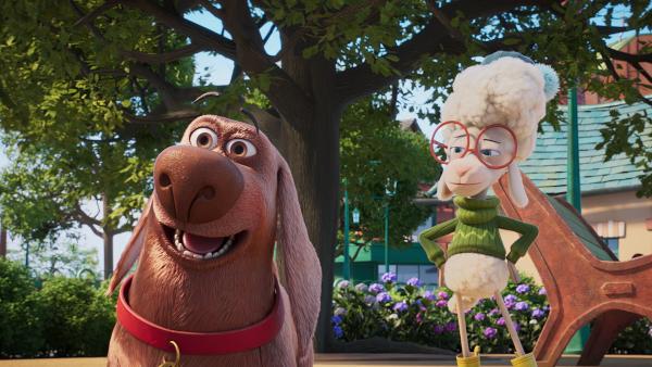 Bild 1 von 1: Hundewelpe Mac treibt in der Stadt seinen Schabernack, während Schaf Billy auf ihn aufpasst.© KiKA/KiKA/2022 Sixteen South/Mikros Animation IP/Tencent - Honorarfreie Verwendung gemäß AGB im engen inhaltlichen redaktionellen Zusammenhang mit genannter Sendung bei Nennung \