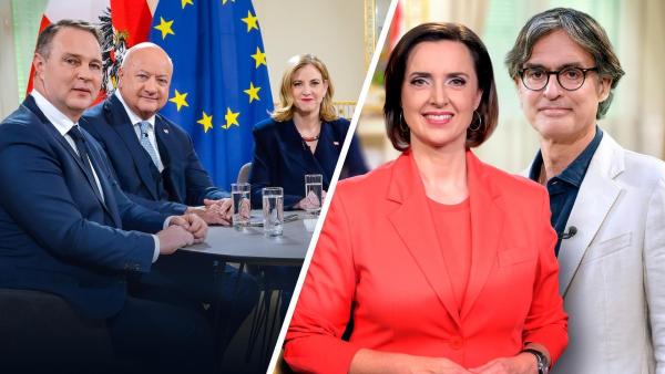 Bild 1 von 1: Im Bild: Andreas Babler, Christian Stocker, Beate Meinl-Reisinger, Susanne Schnabl , Klaus Webhofer.