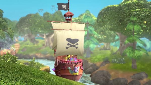 Bild 1 von 4: Die Glücksbärchis sind unterwegs auf ihrem Piratenschiff.