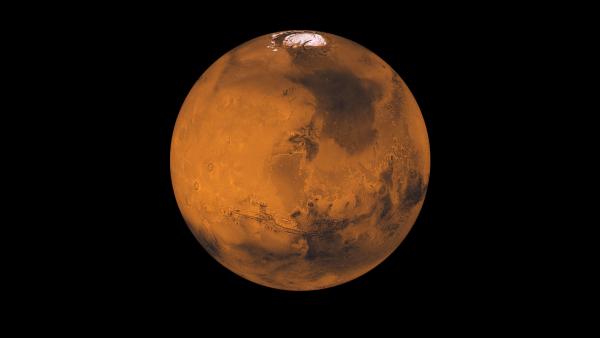 Bild 1 von 3: Der Mars gilt als terrestrischer Planet, aber ist mit einem Durchmesser von knapp 6.800 Kilometern nur etwa halb so groß wie die Erde.