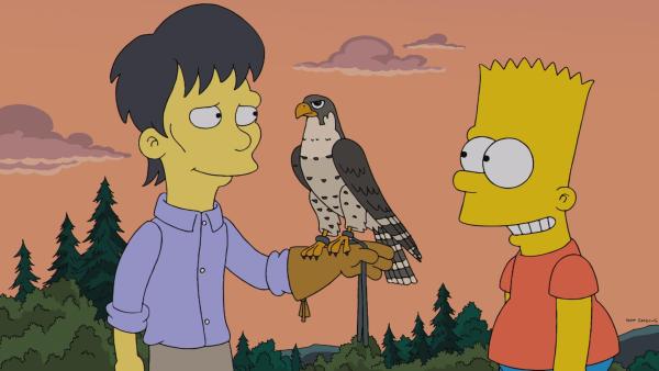 Bild 1 von 32: Bart Simpson (r.) freundet sich nicht nur mit seinem neuen Mitschüler Diggs (l.), sondern auch mit dessen Falken an und ist begeistert von der Falknerei ...