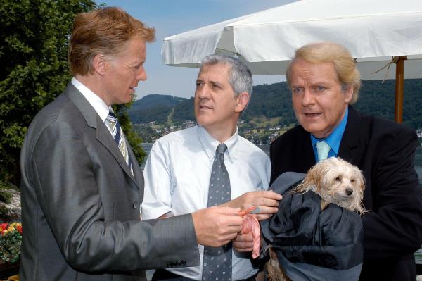 Bild 1 von 1: Im Bild (v.li.): Albert Fortell (Felix Hofstätter), Ilja Richter (Peter Gonzel), Peter Fricke (Freddy Fontane).