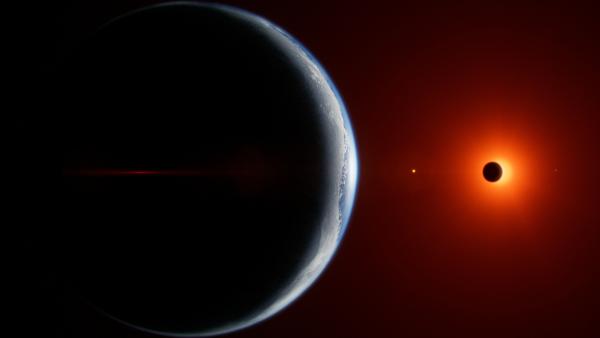 Bild 1 von 8: Trappist 1 wird noch Hunderte Milliarden Jahre am Himmel seiner Planeten leuchten. Rote Zwerge sind die langlebigsten Sterne im Universum.