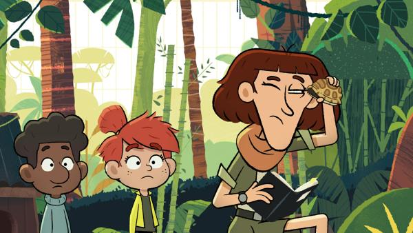 Bild 1 von 2: Taylor und Tommy treffen auf die Herpetologin Cleo, die sich sehr gut mit Reptilien und Amphibien auskennt.