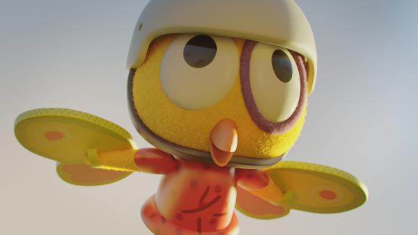 Bild 1 von 2: Es ist Karlas großer Traum, endlich zu fliegen. Selbstgebastelte Flügel sollen ihr dabei helfen  auch wenn sie schon die ein oder andere Bruchlandung hinter sich hat.