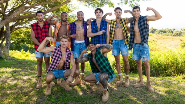 Bild 1 von 3: LOVE ISLAND USA -- Episode 712 -- Pictured: (l-r) Jeremiah Brown, Jalen Brown, Austin Shepard, Taylor Williams, Ace Green, Nicolas \