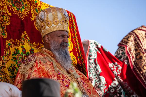 Bild 1 von 15: Abune Mathias, Patriarch der äthiopisch-orthodoxen Kirche, beim Marienfest in Axum.