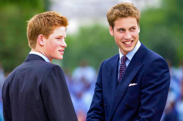 Bild 1 von 3: Harry (li.) und William (re.), Juni 2002: An der Ungerechtigkeit, dass die Thronfolge nichts mit Leistung oder Verdienst zu tun hat, hat sich Harry sein Leben lang abgearbeitet. William trägt die Bürde, seinem Land und der Krone zu dienen.