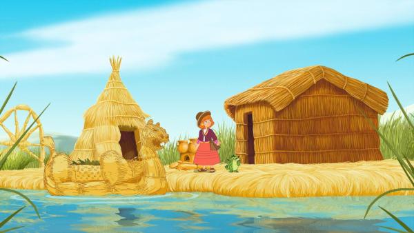 Bild 1 von 18: Im Bild: Lilli auf einer Schilfinsel im Titicacasee.