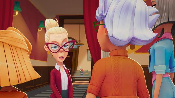 Bild 1 von 2: Sophie, Clara und Wilhelmina versuchen sich Zutritt zum Adventure Club zu verschaffen.