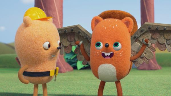 Bild 1 von 3: Billy hat Emil Flügel gebaut, damit er endlich abheben kann.