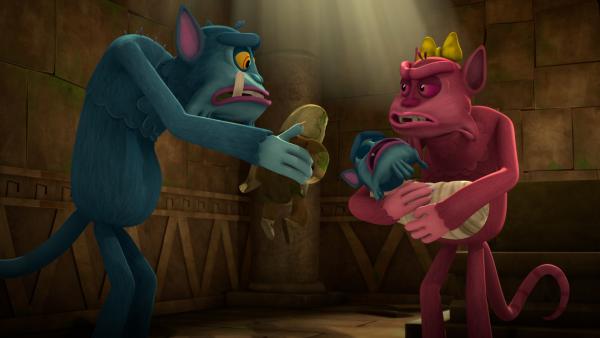 Bild 1 von 7: Der Dämon hat den Schlaf-Affen gestohlen, um das Dämonen-Baby zu stillen.