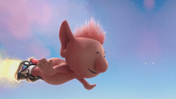 Bild 1 von 8: Oopsy bereitet das Fliegen mit Pootles Raketenschuhen großen Spaß.