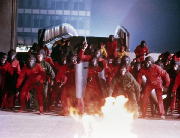 Bild 1 von 7: Die Affen unter der Leitung Cäsars (Roddy McDowall, M.), proben den Aufstand ...