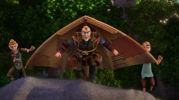 Bild 1 von 3: Azzurro nutzt den Gleiter, flankiert von Sicario und Francis (r.).