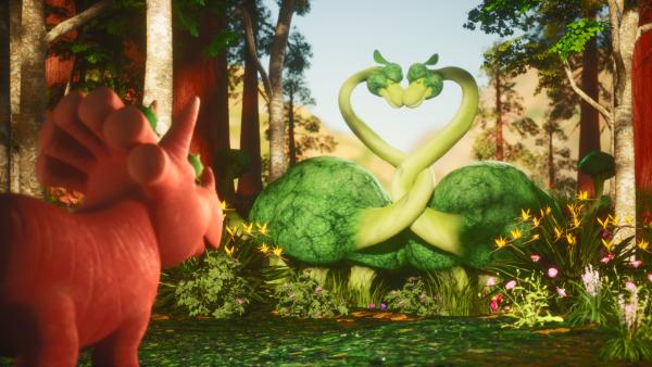 Bild 1 von 5: Beim Tanzen haben sich die Brokkolisaurier kennen und mögen gelernt.